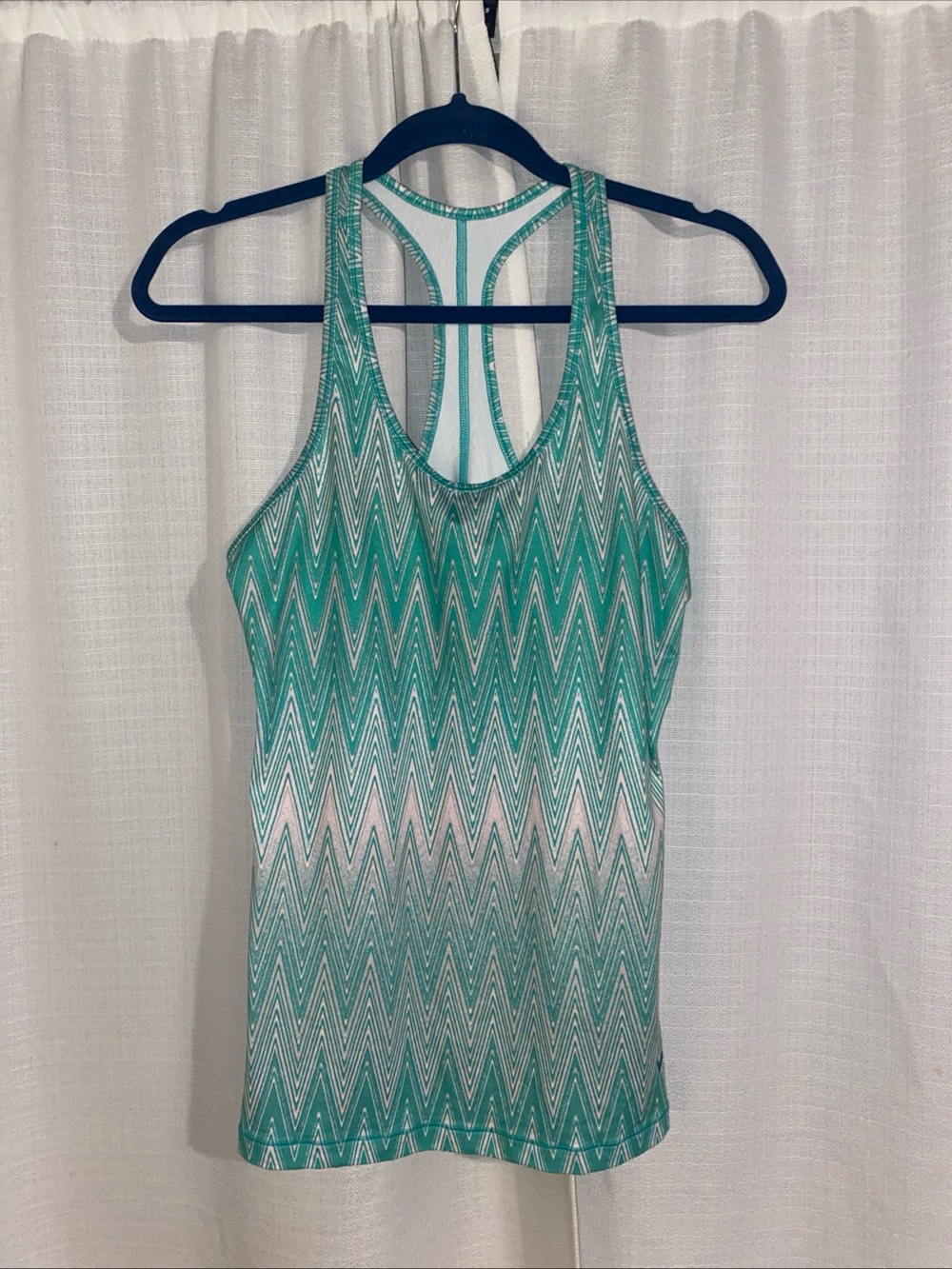 Nike Teal and White Zigzag Racerback Tank Top